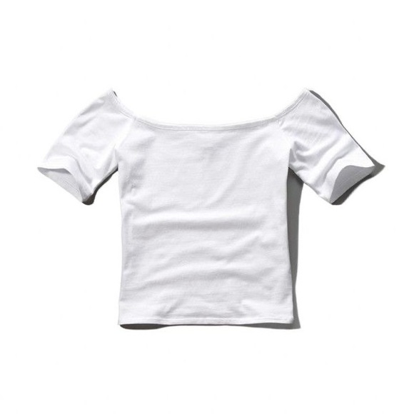 Abercrombie & Fitch White Bardot Off Shoulder Soft & Stretchy Top Blouse - Picture 6 of 8